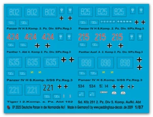 Peddinghaus-Decals 1/87 2025 Deutsche Panzer in der Normandie No 1 - Bild 1 von 1