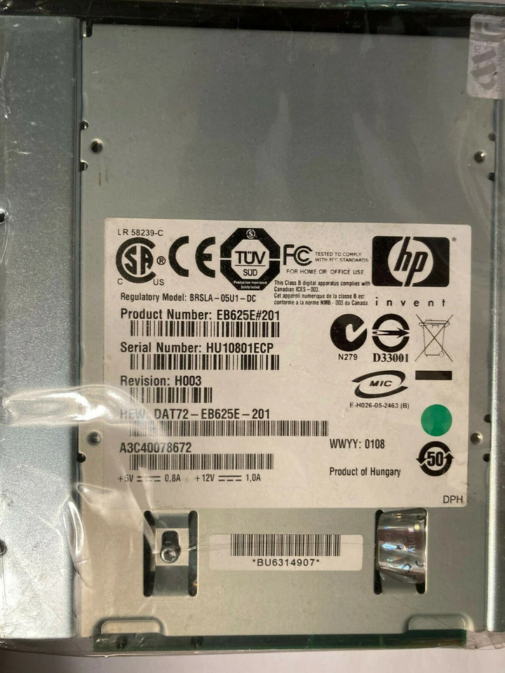 HP DW026A STORAGEWORKS DAT72 36/72GB INTERNAL USB DDS-5 DW026B EB625E#201 DDS5 - Image 1 of 2