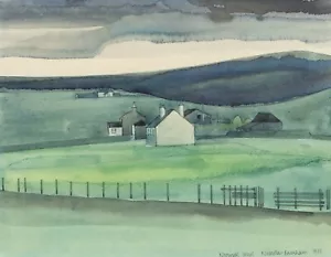 NICHOLAS BARNHAM, 'CROFTS AT NORWICK SHETLAND' INK & WATERCOLOUR PAINTING SIGNED - Picture 1 of 3