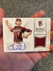 2015 Panini National Treasures College Materials Auto Luke Weaver /99! Yankees - Picture 1 of 3
