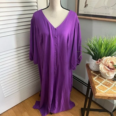 J JILL Dress Womens 3X Purple Maxi Tunic Bohemian Lounge Resort Travel Lagenlook - Image 1 of 4