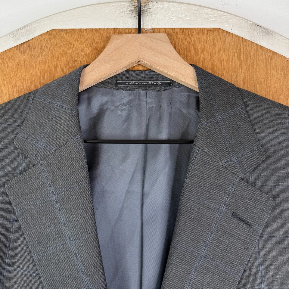 Мужской блейзер Ermenegildo Zegna 48 л с серым окном на 3 пуговицах камвольный Super 100s - Изображение 1 из 4