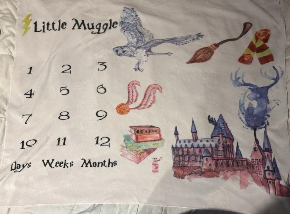 Cobertor temático de horário de bebê pequeno trouxa Harry Potter para fotos - Imagem 1 de 2