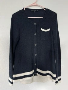 Cárdigan tejido hueso de trapo mezcla de lana costera marinero náutico top preppy talla XS - Imagen 1 de 8