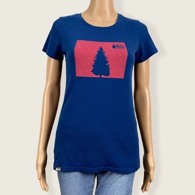 Camiseta REI CoOp XS Pine Tree Colorado Centennial State Azul Estampado Gráfico Foto 1 de 4