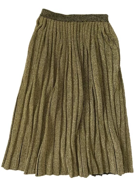 Винтажная женская длинная юбка 1980-х ADRIENNE VITTADINI золотистая металлическая шерстяная вязаная Италия - Изображение 1 из 4