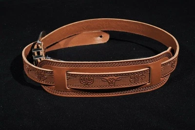 GRETSCH GUITARS Walnut TOOLED AND JEWELED LEATHER GUITAR STRAP Western 6130 - Image 1 of 2