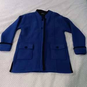 Icelandic Design Quiet Luxury Periwinkle Blue Wool Lined Zip Front Jacket Size S - Picture 1 of 12