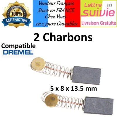 Lot 2 Balais de Charbon 13,5 x 8 x 5 mm Moteur perceuse, outillage  - Photo 1/2