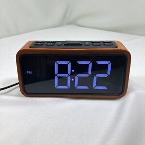 New ListingJelly Comb Wooden Led Alarm Clock Fm Radio Usb Charge Port Black/Wood Brown