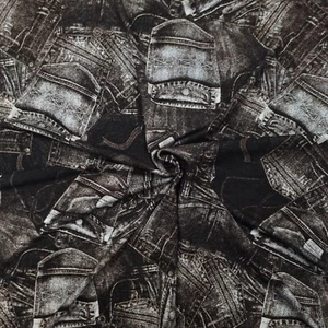 Jersey Stoff Viskosejersey mit Jeanshosen Muster, Kleiderstoff, Viskose Denim - Bild 1 von 5