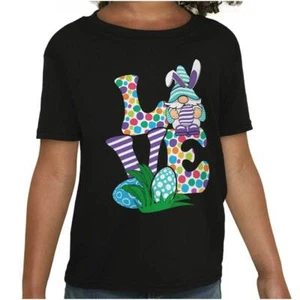 Cute Spring Easter Bunny Gnome Egg Hunt Love Girls Youth Crewneck T Shirts Tees - Picture 1 of 7