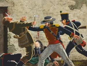 THE ALAMO THE DEATH OF DAVID CROCKETT STAMPA ARTISTICA - Foto 1 di 1