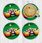 Pool Balls Drink Coasters Set Of Four Neoprene - Games Room - Bar