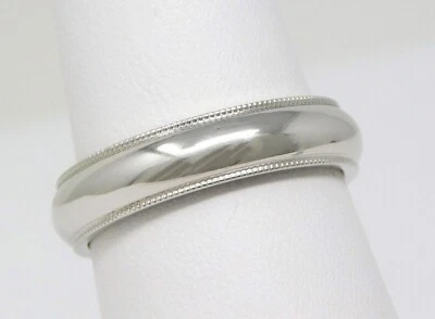 Alianza de boda platino 5 mm borde milgrain anillo tamaño 7 1/2 B0460 Foto 1 de 4