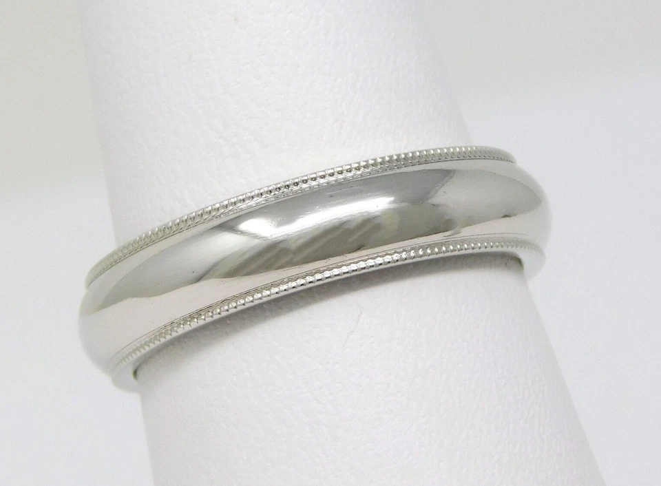 Платиновое обручальное кольцо с молозивом 5 мм размер 7 1/2 B0460 - Изображение 1 из 4