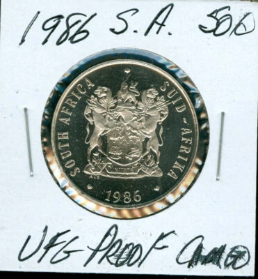 1986 SOUTH AFRICA 50 CENTS ULTRA FINEST PROOF CAMEO   99 CENTS SHIPPING  . - Image 1 of 2