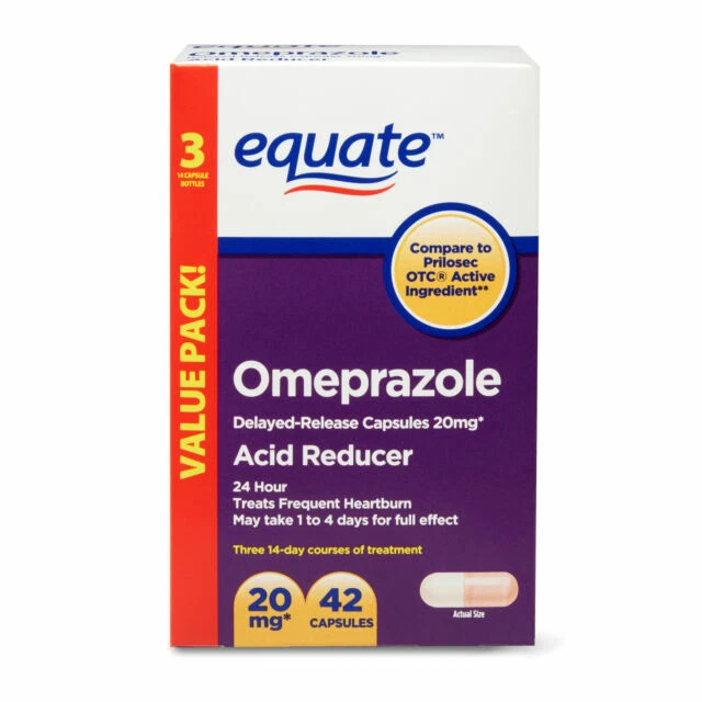 Equate Omeprazole Magnesium Delayed Release 42 Capsules Acid Reducer