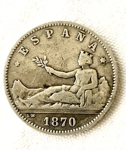 Moneda España Una Peseta plata 1870 - Imagen 1 de 2