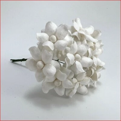 WHITE 1"(2.5cm) Cottage Paper Flower Wedding Card Scrapbook Cardmaking S15-15 - Image 1 of 3