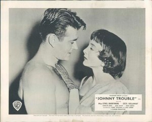 JOHNNY TROUBLE CAROLYN JONES ORIGINAL LOBBY CARD STUART WHITMAN BARECHESTED