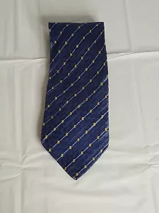 Calvin Klein Mens Tie Blue & Yellow Designer Silk Crafts Upcycled - Picture 1 of 6