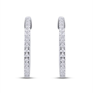 1/4 Ct Natural Diamond Hoop Huggie Earrings Solid 925 Sterling Silver For Womens