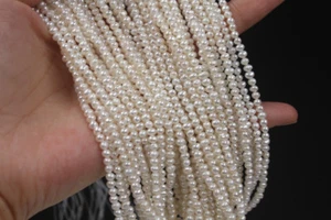 diy 3 mm Natural white Freshwater Pearl Loose Srtrand beads 14" - Picture 1 of 5