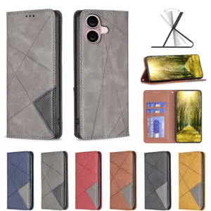 Luxury Splice Leather Flip Wallet Cover Case For 16 15 14 13 12 11 Pro Max - Picture 1 of 18