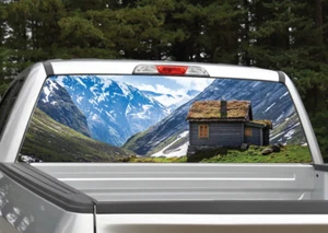 Mountain Scene Cabin Winter Landscape Rear Window Decal Graphic Truck SUV - Picture 1 of 3