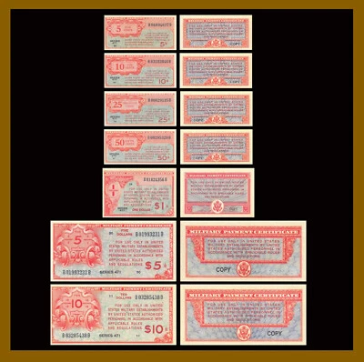 Copy Military Payment (MPC) 1 5 10 25 50 Cents / Dollars (7 Pcs Set), Series 471 - Image 1 of 4