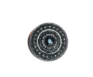 Elegante botón de caña de metal fundido con estrás negro azabache - 7/8" - Imagen 1 de 8