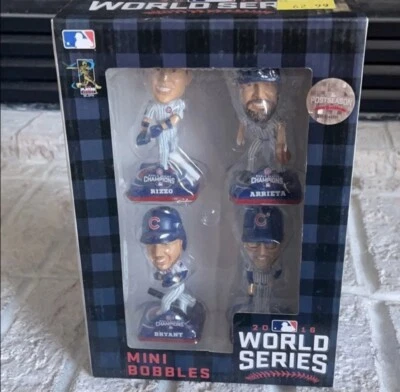 Mini Bobbleheads Forever Collectibles Serie Mundial 2016 Chicago Cubs Paquete de 4 MLB Foto 1 de 4