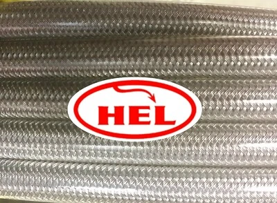 2x CLEAR HEL BRAIDED BRAKE LINE MADE TO ORDER, CUSTOM SPECS SS BANJOS UPTO 1.5M - Image 1 of 4