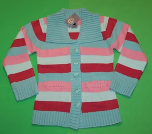 9 NWT PUMPKIN PATCH Woodland Wonderland Pink Aqua Long SWEATER Coat Girls - Picture 1 of 3