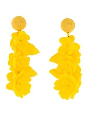 Pendientes Oscar de la Renta Flores Escaladas Gota Resina Amarilla Clip Gripoix Foto 1 de 4