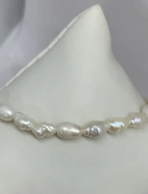 New Gold Plate 4x6 mm Cultured Pearl Link Ladies Bracelet 4.0g 7.0"L - Imagem 1 de 4