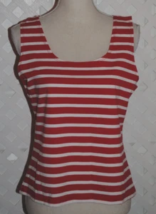 RANDOLPH DUKE The Look Women's M Sleeveless Red & White Striped Tank Top NEW - Picture 1 of 4