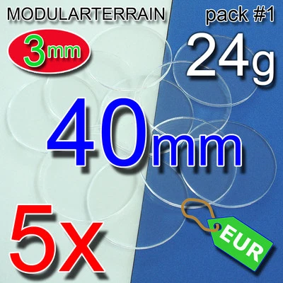 LASERCUTNPLAY.COM 5x 40mm Round Base 3mm Clear Acrylic Warhammer Wargame