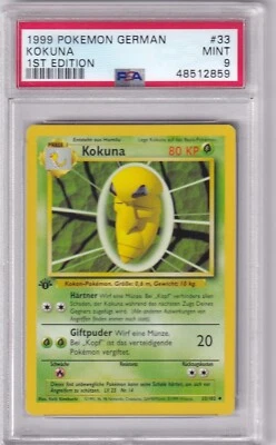 1999 Pokemon German Base Set No. 33 Kokuna First Edition PSA 9 - Image 1 of 2