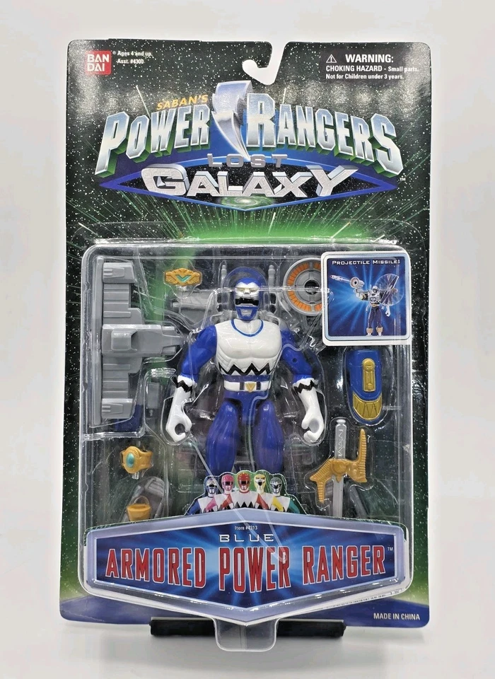 POWER RANGERS LOST GALAXY BLUE ARMORED FIGURE #4313  1999 BANDAI SABAN'  - Image 1 of 4