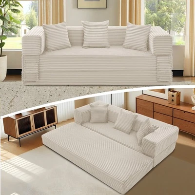 Sofá cama convertible 6 en 1 deshuesado sofá cama plegable de pana Foto 1 de 4