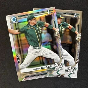 Mason Miller 2021 Bowman Draft cromo primer refractor #BDC-85 + Base Athletics RC - Imagen 1 de 3