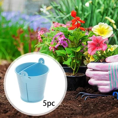 5 piezas cubos de metal galvanizado pintura de flores caramelo resistente cubo de hojalata jarrones de metal Foto 1 de 2