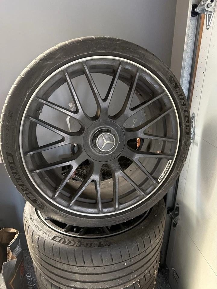 19” Mercedes Benz AMG C63 S C63S C 63 W205 Black Wheels Rims Stock Factory OEM - Image 1 of 2