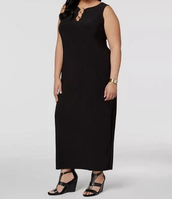 MSK 女式黑色三环圆领无袖长裙大码 2X 码 — 第 1/2 张图片