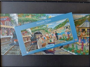 Gibsos Jigsaw Puzzle 636 Piece 'Seaside Train'. Complete Art By Derek Roberts - Picture 1 of 7
