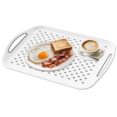 Crastilior Bandeja Grande Antideslizante para Servir con Asas Bandejas de Alimentos para Comer... Foto 1 de 4