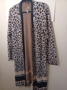Ann Taylor Damen Cardigan vorne offen Animal Print neu Größe Large  - Bild 1 von 7