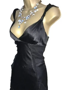 KAREN MILLEN ❤️ Vintage Silk Babydoll Cami Black Knee Dress UK 10 12 US 8 - Picture 1 of 9